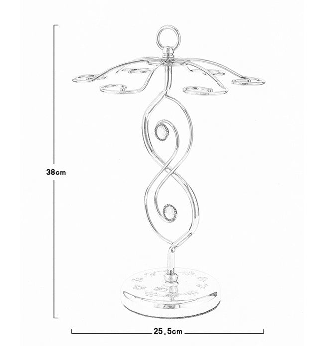 Nordic Style Goblet Holder Wine Cup Rack Red Wine Glass Cup Standing with 6 Hooks Stainless Steel Hanging Drinking Glasses Rack