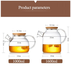 1L/1.6L Big Transparent Borosilicate Glass Teapot Heat-Resistant Large Clear Tea Pot Flower Tea Set Puer Kettle Office Home Tool