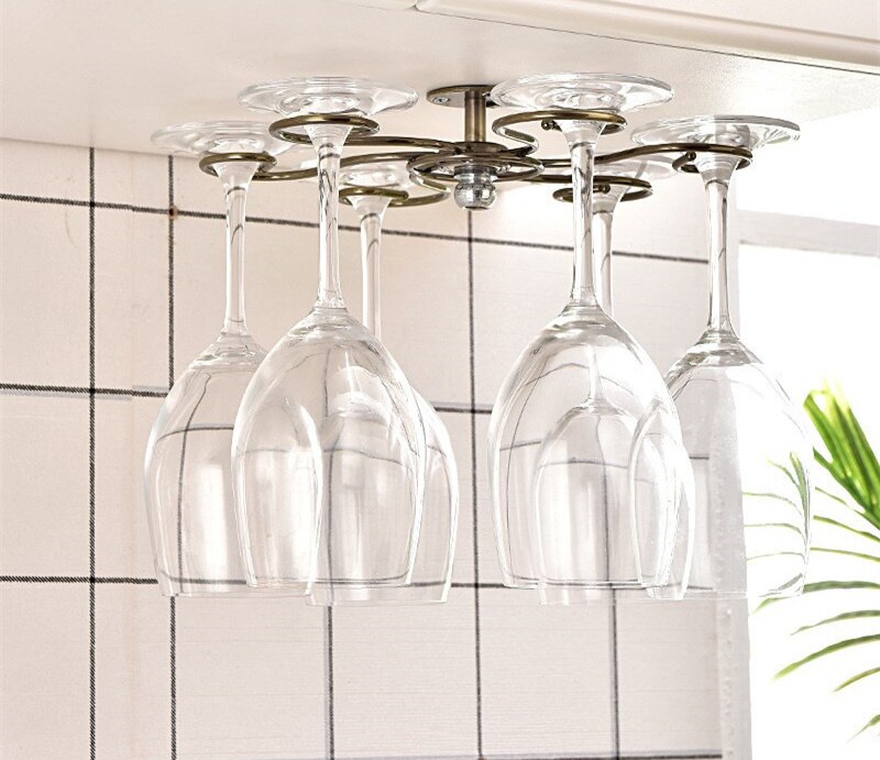 Stainless Steel Wine Rack Round Wine Glass Rack High Glass Rack Cabinet Wall Hanging Storage Box Wine Cabinet Decoration