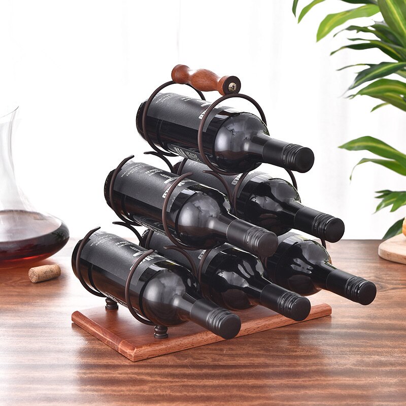 Wine Rack Wine Whiskey Display Shelf Metal 6 Bottle Mount Kitchen Wine Bottle Holder Stand Organizer For Wine Lovers