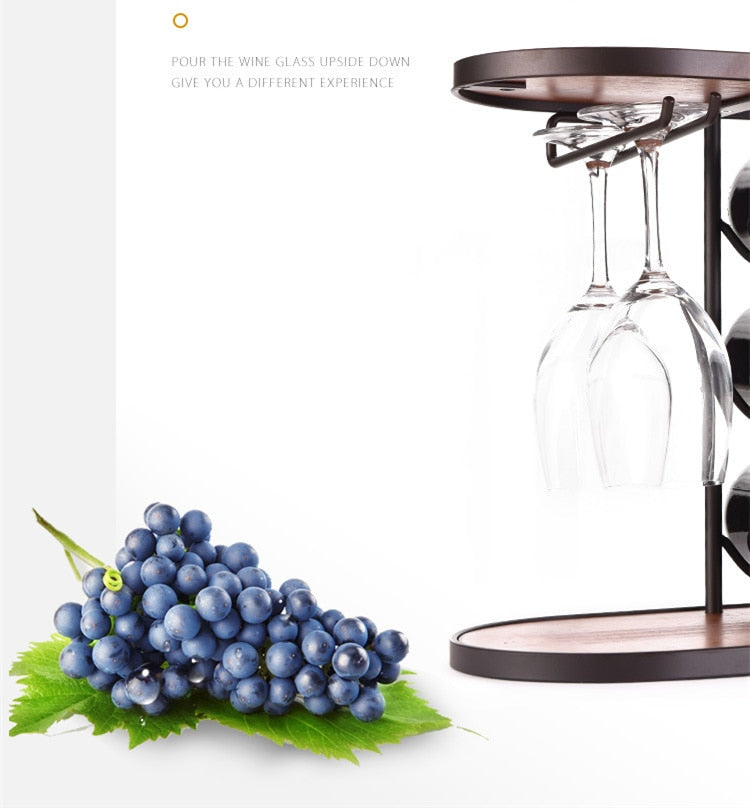 Wooden Wine Rack Crafts Iron Wine Bottle Rack Holder Display Shelf Kitchen Bar Exhibition Storage Organizer Home Decor