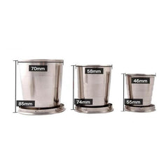 60ml 150ml 250ml Stainless Steel Camping Folding Cup Portable Outdoor Travel Demountable Collapsible Cup With Keychain