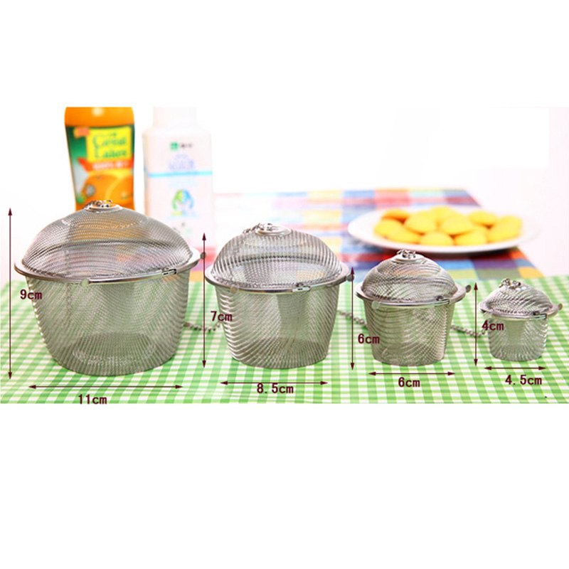 3 Size Stainless Steel Tea Locking Spice Egg Shape Ball Mesh Infuser Tea Strainer With 2 Handles Lid