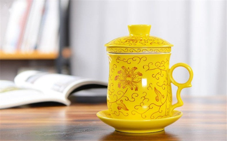 CJ190 Tea set Include 1 Pot and 1 Cup filter 1 cup cover and 1 Coaster High quality elegant gaiwan, Beautiful  teapot kettle