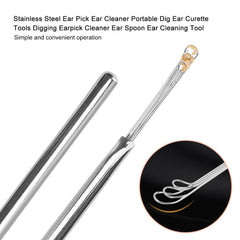 Stainless Steel Ear Pick Cleaner Portable Dig Ear Curette Tools Digging Earpick Cleaner Ear Spoon Ear Health Care Cleaning Tool