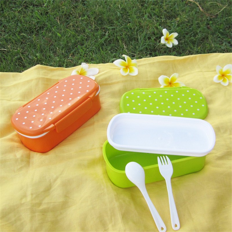 CJ005 Bento lunch boxSingle small boxes candy-colored dots microwave lunchbox food grade small children