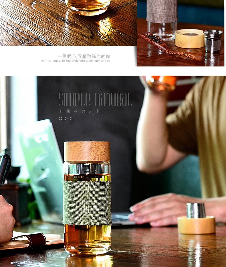 Glass tea water Bottle With Stainless Steel 304 Tea leaks Filter Bottle For Water teaTumbler My drink Car travel bottles