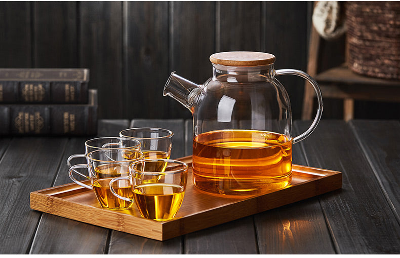 2Sizes Good Clear Borosilicate Glass Teapot With 304 Stainless Steel Infuser Strainer Heat green Tea Pot Tool Kettle Set