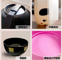 CJ010 Japanese-style cartoon bento box round festive plastic lunchbox Dinnerware Sets Meal Box microwaveable tableware suit