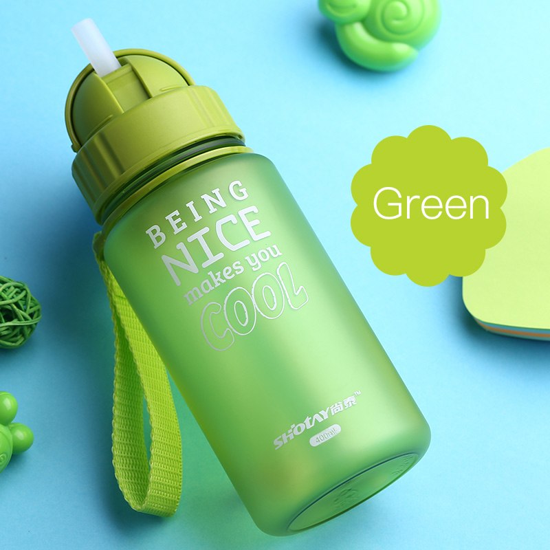 HELLOYOUNG 400ML Baby Water Bottle Kid Bottles Plastic Sports Water With Straw Child drinking bottle For water bottle leakproof