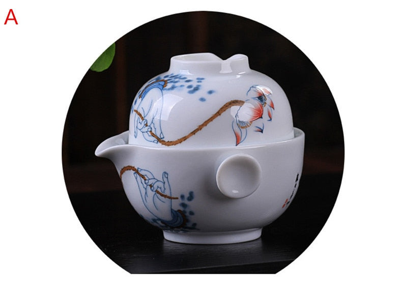 CJ225 Tea set Include 1 Pot 1 Cup, High quality elegant gaiwan,Beautiful and easy kettle teapot Chinese porcelana tea set