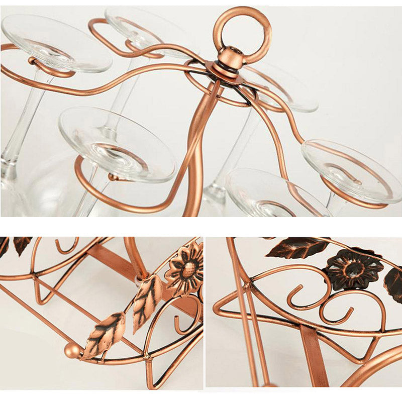 Wine Rack Wine Bottle Holder Glass Cup Holder Display Champagne Bottles Stand Hanging Drinking Glasses Stemware Rack Shelf
