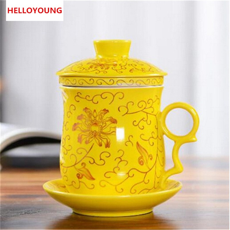 CJ190 Tea set Include 1 Pot and 1 Cup filter 1 cup cover and 1 Coaster High quality elegant gaiwan, Beautiful  teapot kettle