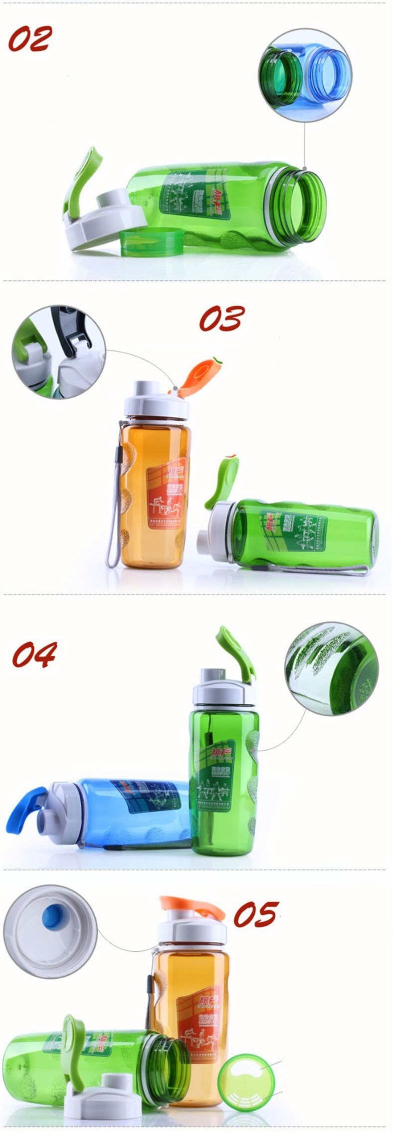 CJ027 Fashion Clamshell Drinkware Space CupPlastic Water Bottles With Cover Lip Filter Sports Bottle Portable Drinking bottle
