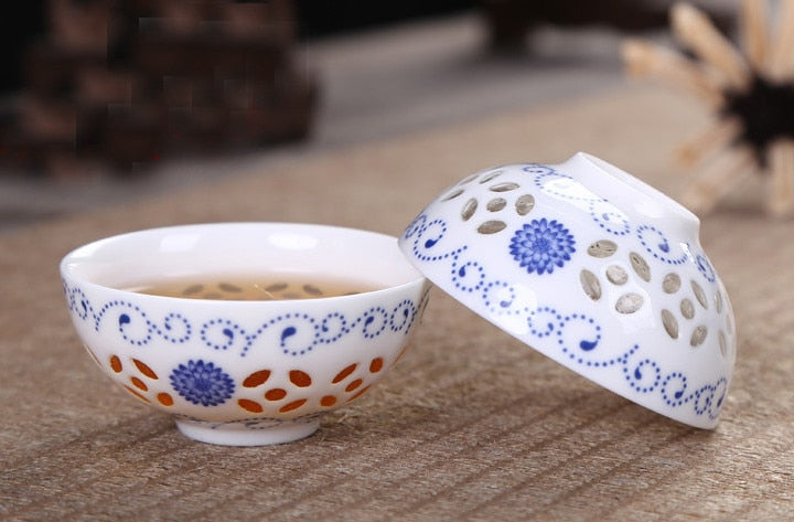 CJ261 Kung Fu 10 Pcs/Set Tea Set, Ceramic Tea cup, Blue and White TeaPot, Bone China, Tea Sea, Tea service