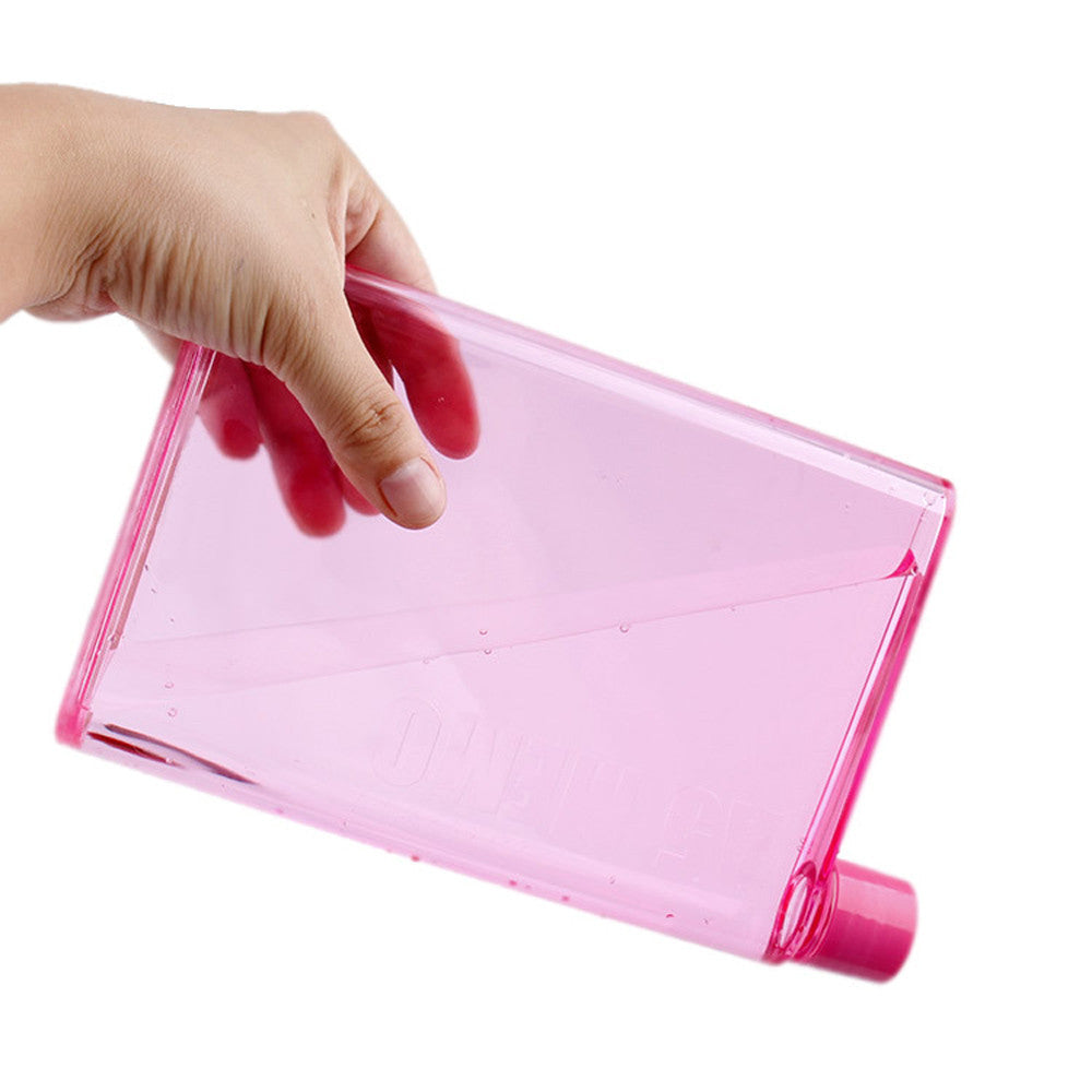 Water Bottle Clear Book Portable Paper Pad Flat Drinks Kettle Drinkware Sports
