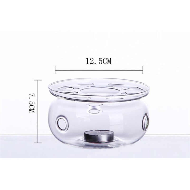 Heat-Resisting Teapot Warmer Base Clear Borosilicate Glass Round Insulation Tealight Portable Teapot Holder Tea Accessories