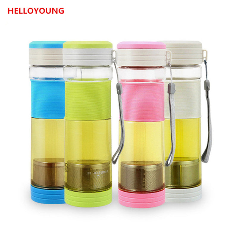 CJ023 NEW Healthy Portable Travel Sport Tea Water Seal Bottle 550ml Travel bottle With Filter Strainer Tea Seal Bottles grey