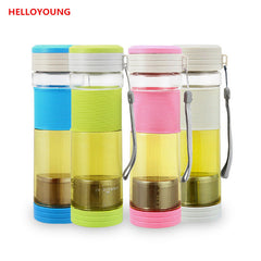 CJ023 NEW Healthy Portable Travel Sport Tea Water Seal Bottle 550ml Travel bottle With Filter Strainer Tea Seal Bottles grey