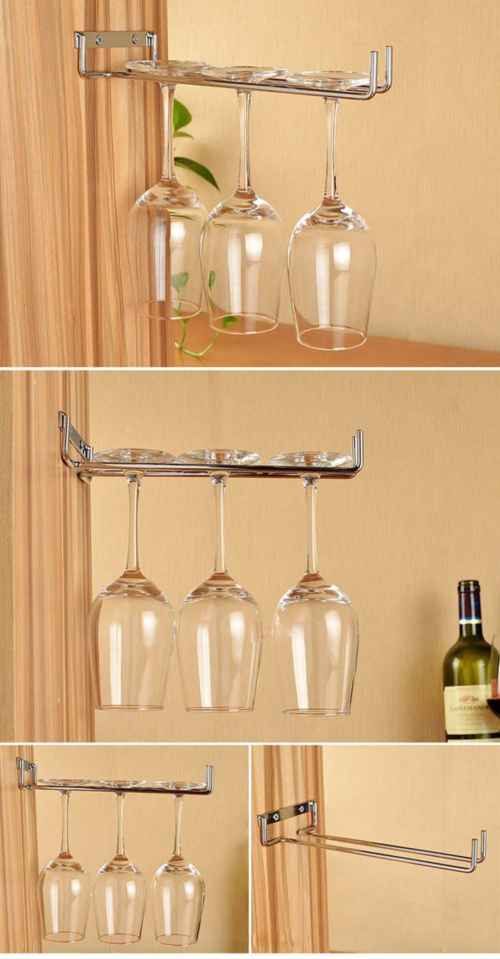 Hanging Metal Wine Cup Rack Silver/Gold Bar Single/Double Rack Wine Stemware Glass Bottle Goblet Inverted Holder