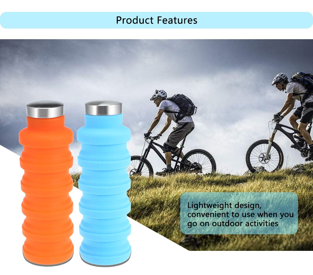 500ML Portable Silicone Water Bottle Retractable Folding Coffee Bottle Outdoor Travel Drinking Collapsible Sport Drink Kettle