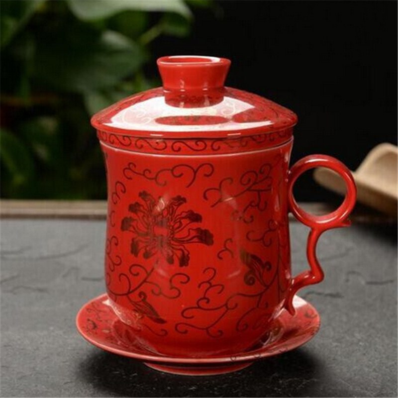CJ190 Tea set Include 1 Pot and 1 Cup filter 1 cup cover and 1 Coaster High quality elegant gaiwan, Beautiful  teapot kettle