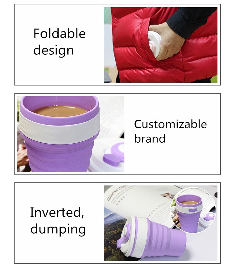 HELLOYOUNG Fashion 350ML Portable 4 Color Coffee Tea Folding Silicone Water Bottles Travel Hiking Picnic Collapsible Bottle