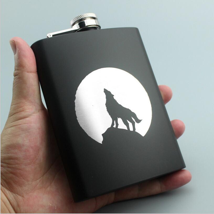 8OZ Ounce Elvis Skull KGB Godfather Stainless Steel Black Whiskey Vodka Hip flask Portable Flagon Alcohol Bottle