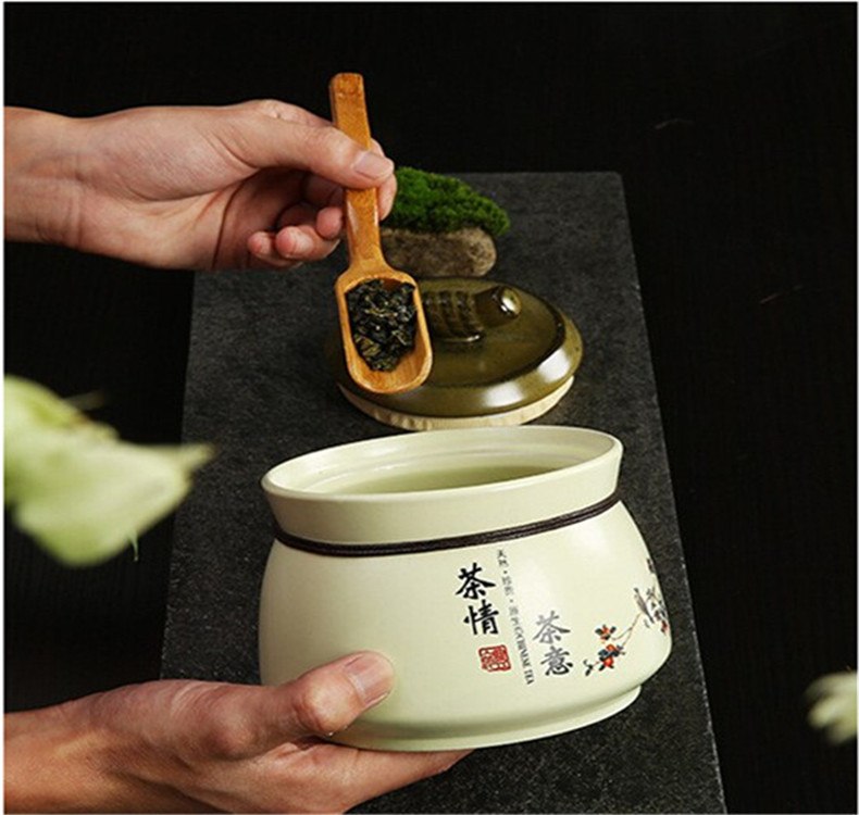 CJ188 Ceramic Tea Caddy Ceramic Tea Box Tea Sets Zero Accessories Tea Canister Ceramic Sealed Cans