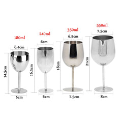 2Pcs Classical Wine Glasses Stainless Steel 18/8 Wineglass Bar Wine Glass Champagne Cocktail Drinking Cup Charms Party Supplies