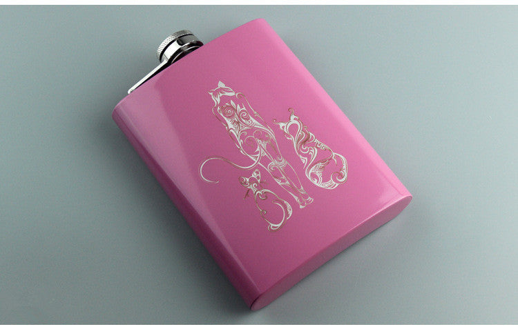 Rose Pink 8oz Hip Flask Women Portable Stainless Steel Flagon Pocket Flask For Whiskey With Gift Box