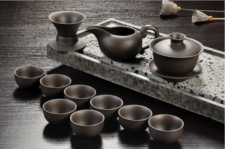 Yixing Purple sand tea set black/red ceramic kung fu Teapot, handmade Purple sand teapot teacup gaiwan Tureen tea ceremony