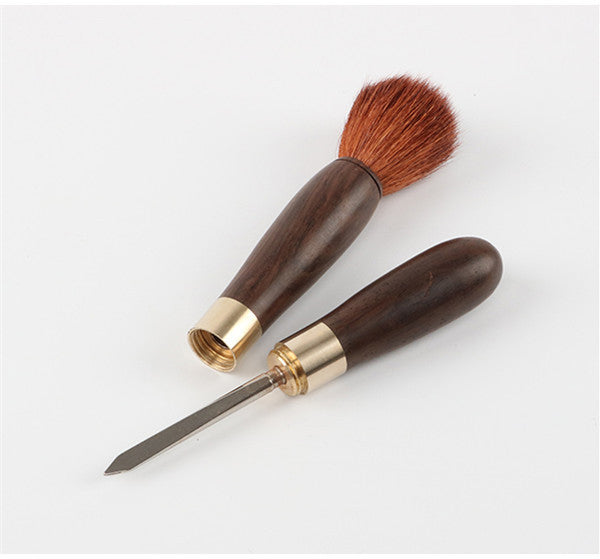 Natural Wood Tea Sets Brush Kungfu Teapot Tea Tray Cleaning Tools Stainless Puerh Tea Knife Needle Accessories Two-In-One
