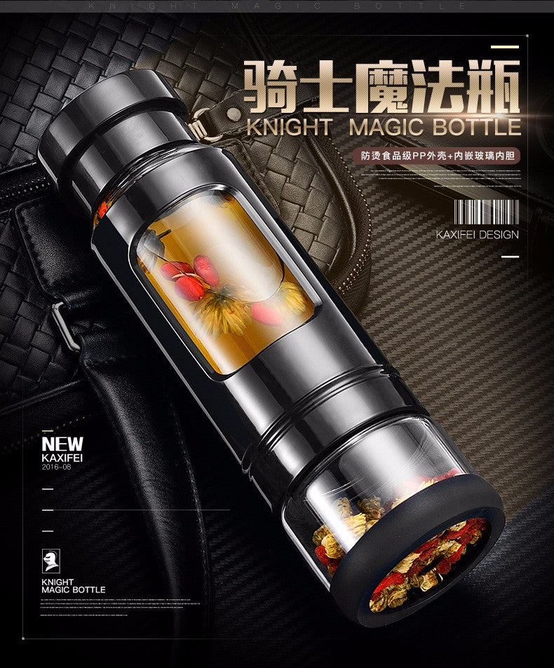 High quality 430ML Glass water bottle with tea infuser water tea bottle heat-resisting 4 colors