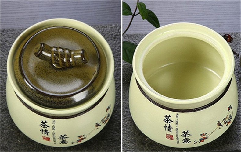 CJ188 Ceramic Tea Caddy Ceramic Tea Box Tea Sets Zero Accessories Tea Canister Ceramic Sealed Cans