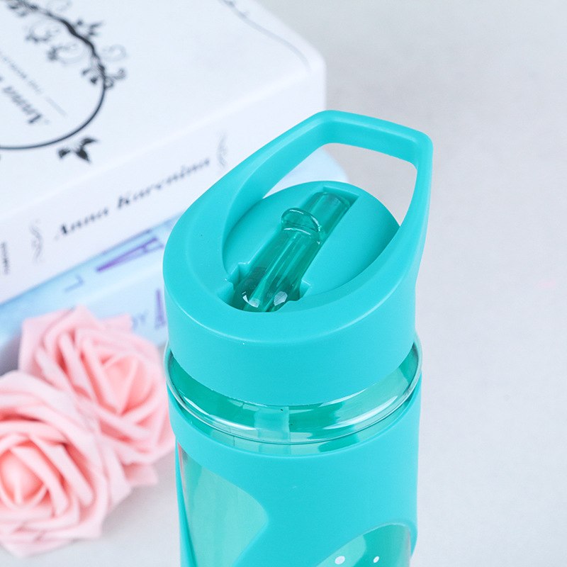 580ml New Seal Straw Sport Water Bottle Anti Hot Leak Proof Plastic Sleeve Drink Bottle Eco-friendly Protein Powder Shaker