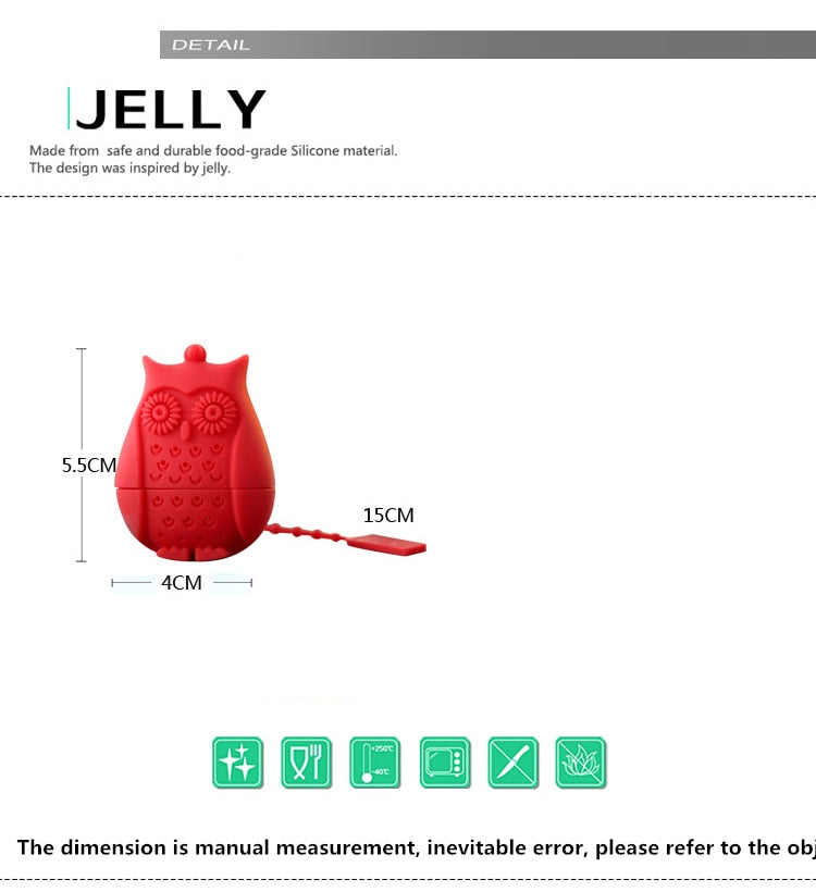 Hot Sale Owl Tea Bags Tea Strainers Silicone Teaspoon Filter Infuser Silica Gel Filtration coffee tea infuser