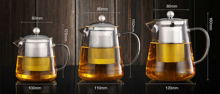 CJ262 Hot Sale Heat Resistant cup Kettle Teapot Flower Tea Set Pu'er Coffee Tea Pot Drinkware Set Stainless Steel Strainer