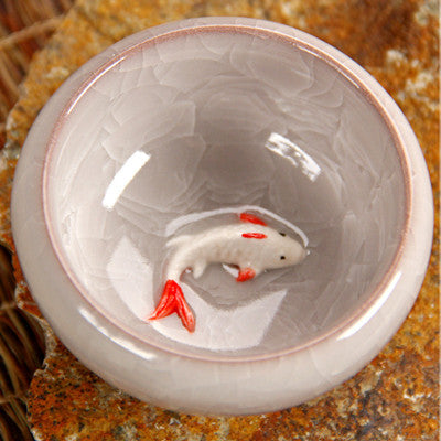 CJ272 Colorful Ice-Crackle Porcelain 8 Colors Tea Cup With Fish Pattern Ceramic Ceramic Kung fu Tea Set China porcelana tea se