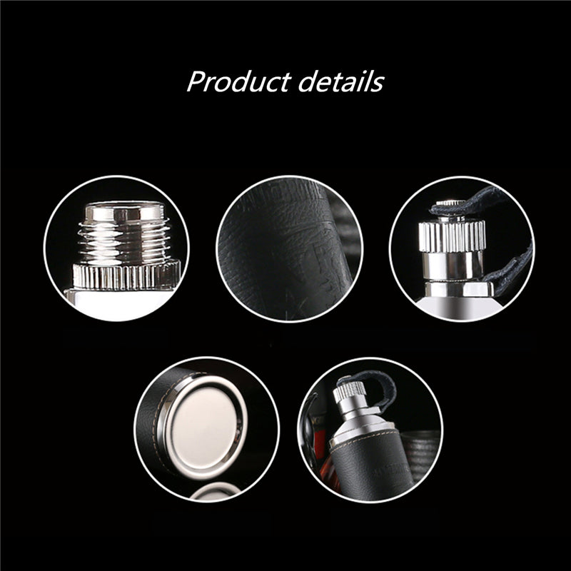 10oz Luxury Hip Flask Stainless Steel Flask Liquor Portable With Box As Gift Cylinder Design Leather Flask Whisky Bottle