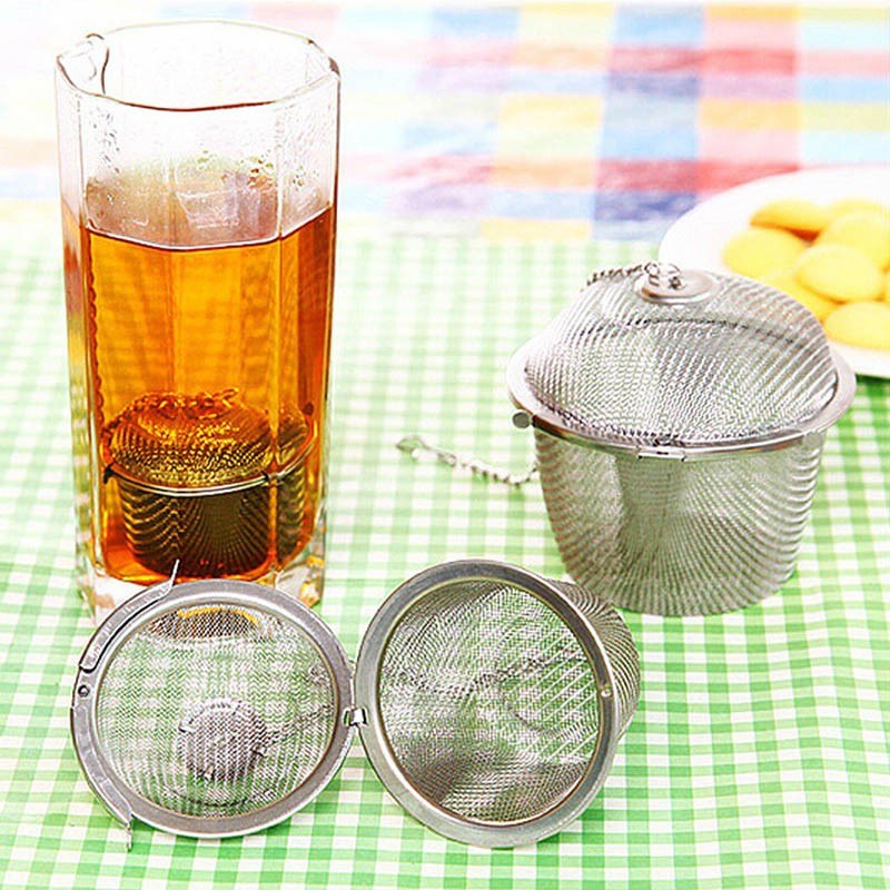 3 Size Stainless Steel Tea Locking Spice Egg Shape Ball Mesh Infuser Tea Strainer With 2 Handles Lid