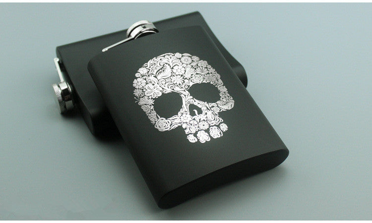 8OZ Ounce Elvis Skull KGB Godfather Stainless Steel Black Whiskey Vodka Hip flask Portable Flagon Alcohol Bottle