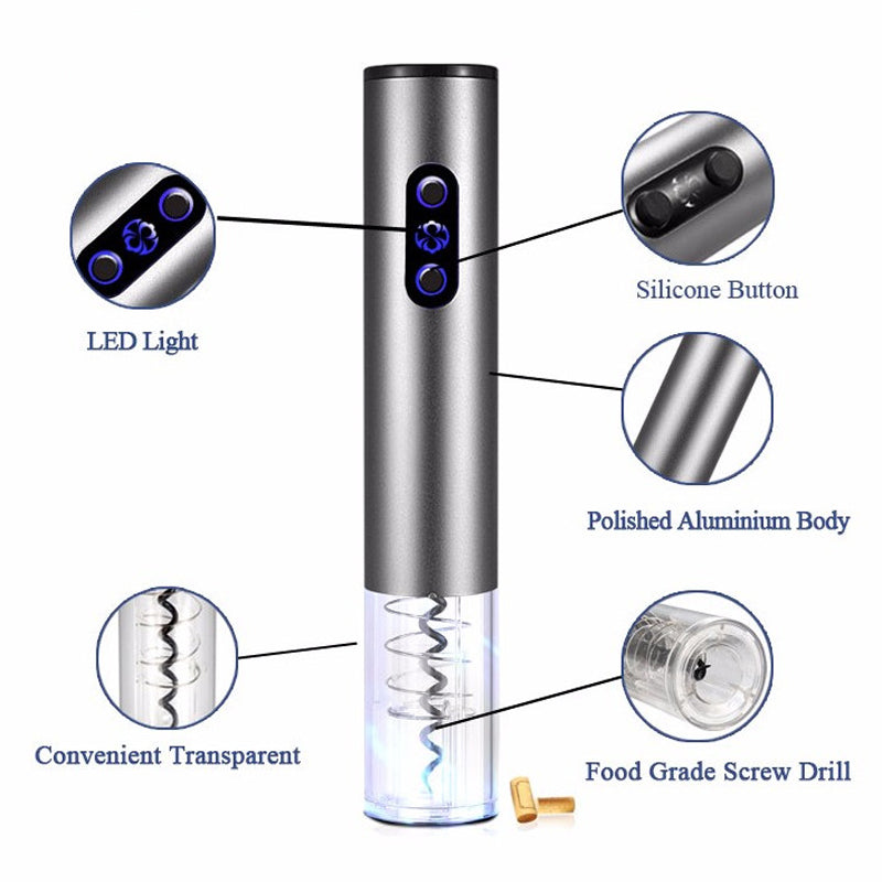Electric wine opener Aluminum alloy red wine corkscrew automatic bottle opener with foil cutter wine accessories