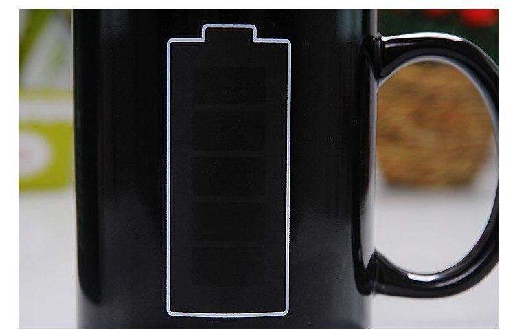 Battery Magic Mug Positive Energy Color Changing Cup Ceramic Discoloration Coffee Tea Milk Mugs Novelty Gifts