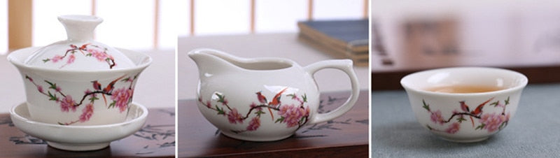 CJ234 Tea set Include total 10 pcs High quality elegant gaiwan, Beautiful and easy teapot kettle Chinese porcelana tea se