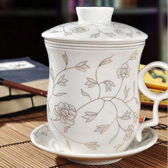 CJ190 Tea set Include 1 Pot and 1 Cup filter 1 cup cover and 1 Coaster High quality elegant gaiwan, Beautiful  teapot kettle