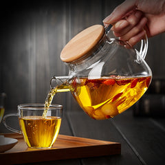 2Sizes Good Clear Borosilicate Glass Teapot With 304 Stainless Steel Infuser Strainer Heat green Tea Pot Tool Kettle Set