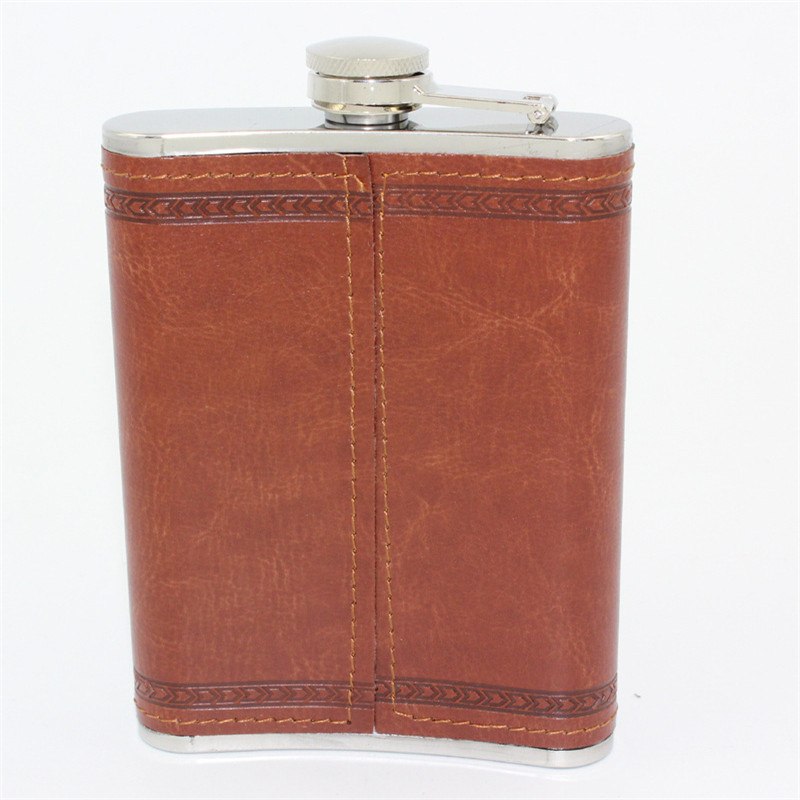 new hot sale 9 ounce Stainless steel hip flask Whisky Moscow Vodka flagon with pu leather 75ml folding portable cup