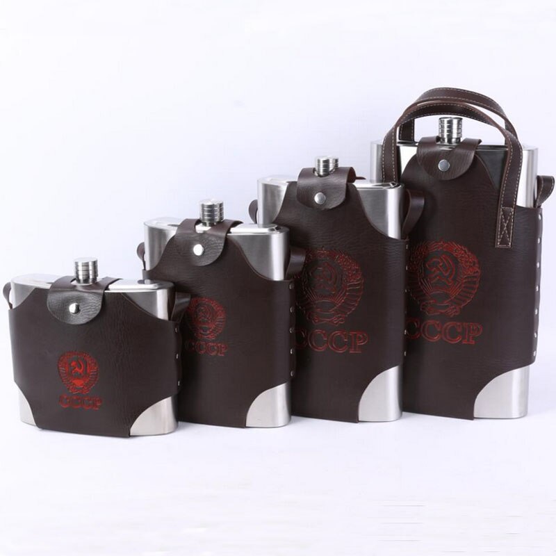 4 8 18 38 48 64 88 108 128 178 OZ Stainless Steel Hip Flask Liquor Whisky Portable Pocket Flasks Alcohol Bottle with Belt Case