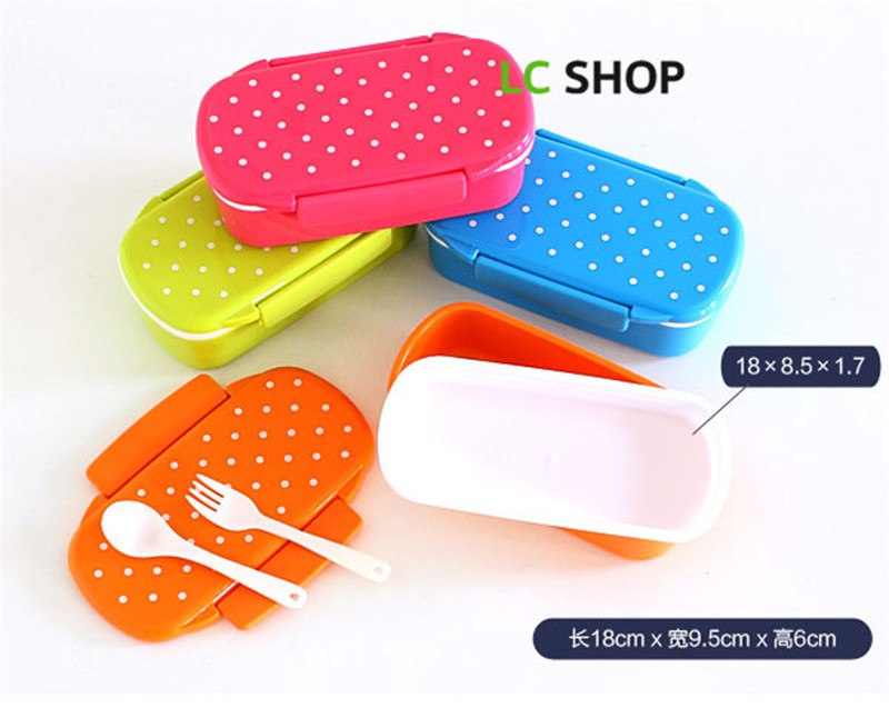 CJ005 Bento lunch boxSingle small boxes candy-colored dots microwave lunchbox food grade small children